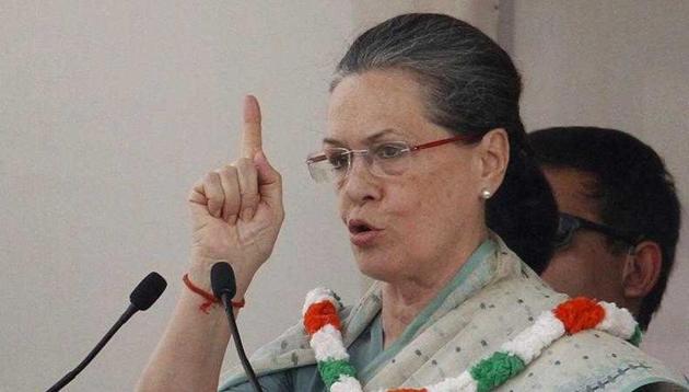 File photo of former Congress president Sonia Gandhi addressing a rally in New Delhi. Gandhi on Thursday hailed the party’s performance in Gujarat and Rajasthan, saying winds of change are here, and told party workers to be ready for early polls. (HT) File photo of former Congress president Sonia Gandhi addressing a rally in New Delhi. Gandhi on Thursday hailed the party’s performance in Gujarat and Rajasthan, saying winds of change are here, and told party workers to be ready for early polls. (HT)