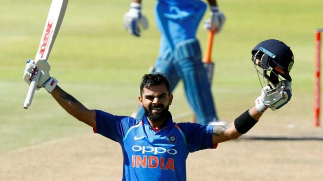 Virat Kohli scored his 34th ODI century during the third India vs South Africa ODI on Wednesday.(REUTERS)