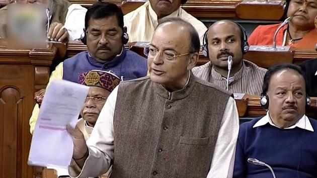 Union finance minister Arun Jaitley speaks in the Lok Sabha at Parliament on Thursday. (PTI Photo / TV Grab) Union finance minister Arun Jaitley speaks in the Lok Sabha at Parliament on Thursday. (PTI Photo / TV Grab)