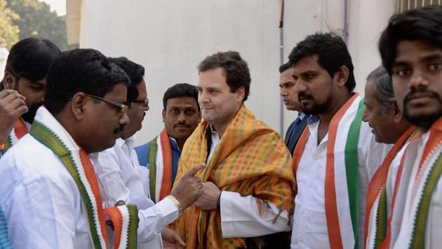 Congress president Rahul Gandhi meets party workers at AICC headquarters in New Delhi, (PTI FILE) Congress president Rahul Gandhi meets party workers at AICC headquarters in New Delhi, (PTI FILE)
