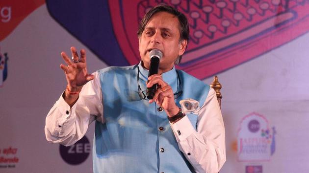 Shashi Tharoor during the Jaipur Literature Festival (JLF) at Diggi Palace, Rajasthan.(Raj K Raj/HT File Photo)