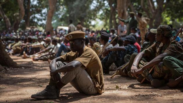 The “laying down of the guns” ceremony for 87 girls and 224 boys was the first step in a process that should see at least 700 child soldiers freed in the coming weeks, the United Nations said. The UN has released almost 2,000 child soldiers so far. More than 10 percent of them have been under age 13. (Stefanie Glinski / AFP) The “laying down of the guns” ceremony for 87 girls and 224 boys was the first step in a process that should see at least 700 child soldiers freed in the coming weeks, the United Nations said. The UN has released almost 2,000 child soldiers so far. More than 10 percent of them have been under age 13. (Stefanie Glinski / AFP)