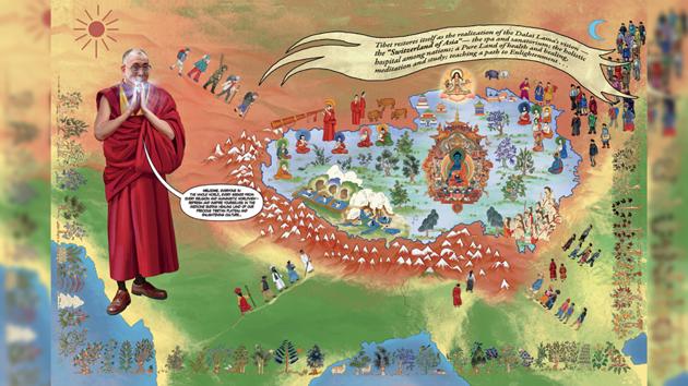 An illustration from the graphic bio-novel on the Dalai Lama.(Courtesy Man of Peace)