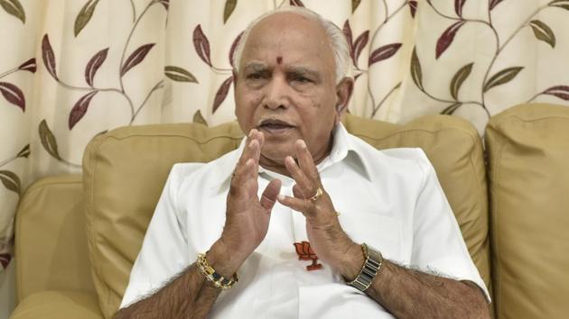 BS Yeddyurappa, former chief minister of Karnataka, during an interview in Bengaluru.(Arijit Sen/HT File Photo)
