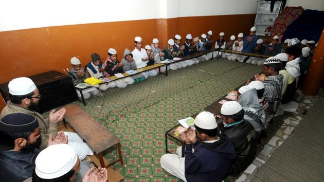 They also welcome people from all religions. That explains why 10 students and 50% of the teachers here are non-Muslims. (Ravi Kumar/HT) They also welcome people from all religions. That explains why 10 students and 50% of the teachers here are non-Muslims. (Ravi Kumar/HT)