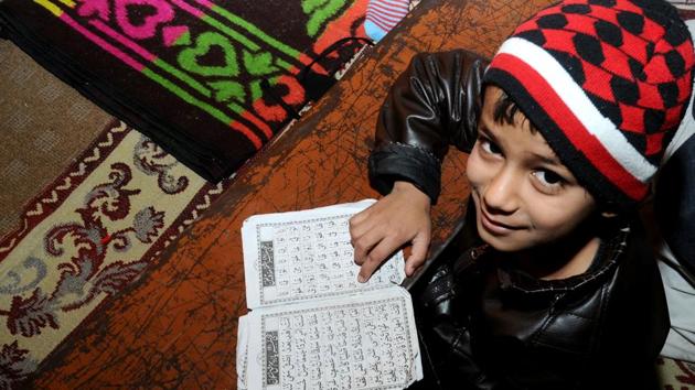 Classes in the school are followed by a lunch break at 1 pm, followed by namaaz and half an hour of rest. After this, it’s time for Quran classes until evening. (Ravi Kumar/HT) Classes in the school are followed by a lunch break at 1 pm, followed by namaaz and half an hour of rest. After this, it’s time for Quran classes until evening. (Ravi Kumar/HT)