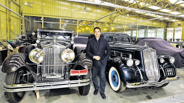 Diljeet Titus, a lawyer and collector of classic and vintage cars, at his Jaunpur farmhouse near Chhattarpur in New Delhi.(Vipin Kumar/HT PHOTO)