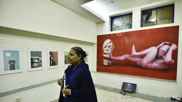 Work from artists, performers, animators, designers and architects among others can be viewed and interacted with across the floors, ceiling and wall space at Studio Khirki, New Delhi. (Anushree Fadnavis / HT Photo) Work from artists, performers, animators, designers and architects among others can be viewed and interacted with across the floors, ceiling and wall space at Studio Khirki, New Delhi. (Anushree Fadnavis / HT Photo)