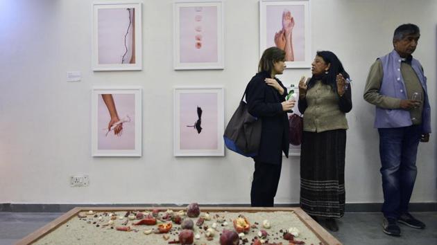 Visitors seen during the advance viewing of 'The Irregulars - an anti Art Fair' at Studio Khirki in New Delhi. The installations will be on display till February 11. (Anushree Fadnavis / HT Photo) Visitors seen during the advance viewing of 'The Irregulars - an anti Art Fair' at Studio Khirki in New Delhi. The installations will be on display till February 11. (Anushree Fadnavis / HT Photo)