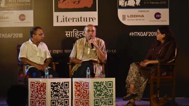 The panellists at David Sassoon Library gardens on Thursday. (Aalok Soni/ HT) The panellists at David Sassoon Library gardens on Thursday. (Aalok Soni/ HT)