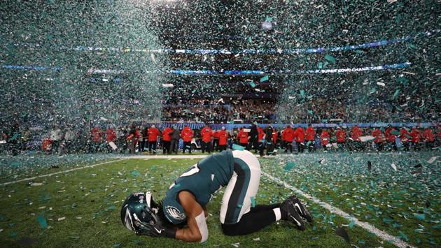 Philadelphia Eagles’ Patrick Robinson celebrates winning the Super Bowl LII NFL after the Philadelphia Eagles v New England Patriots game at the US Bank Stadium in Minneapolis, Minnesota on February 4, 2018. (Chris WAttie / REUTERS) Philadelphia Eagles’ Patrick Robinson celebrates winning the Super Bowl LII NFL after the Philadelphia Eagles v New England Patriots game at the US Bank Stadium in Minneapolis, Minnesota on February 4, 2018. (Chris WAttie / REUTERS)