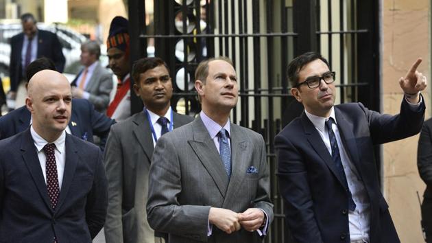 Prince Edward, Earl of Wessex and the youngest son of Queen Elizabeth II (C), visits the British Council of India in New Delhi on February 7, 2018. (Anushree Fadnavis / HT Photo) Prince Edward, Earl of Wessex and the youngest son of Queen Elizabeth II (C), visits the British Council of India in New Delhi on February 7, 2018. (Anushree Fadnavis / HT Photo)