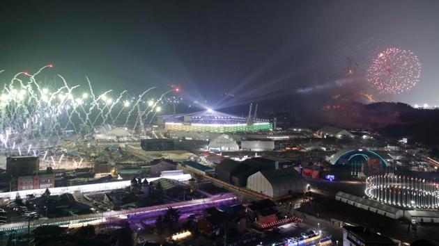 A splendid firework show during the opening ceremony of the Pyeongchang Winter Olympics. (REUTERS) A splendid firework show during the opening ceremony of the Pyeongchang Winter Olympics. (REUTERS)