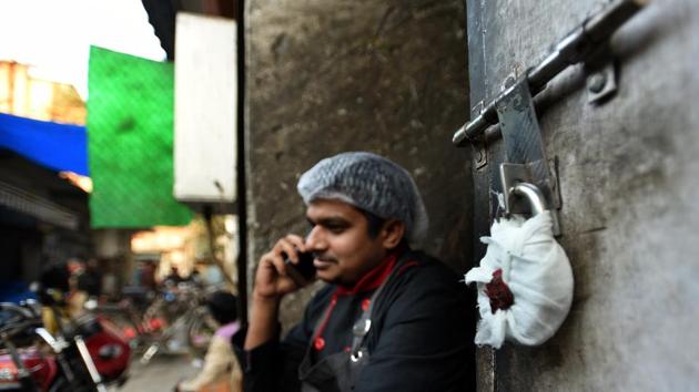 A sealed office in N- Block, Connaught Place, New Delhi on Wednesday. (Sonu Mehta/HT PHOTO) A sealed office in N- Block, Connaught Place, New Delhi on Wednesday. (Sonu Mehta/HT PHOTO)