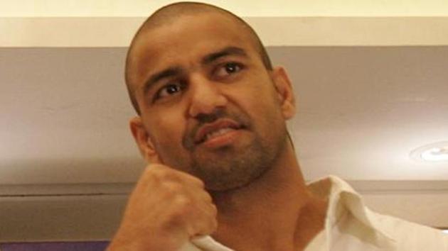 Akhil Kumar will take on Sadiki Momba in his second professional boxing bout on Saturday. (HT Photo) Akhil Kumar will take on Sadiki Momba in his second professional boxing bout on Saturday. (HT Photo)
