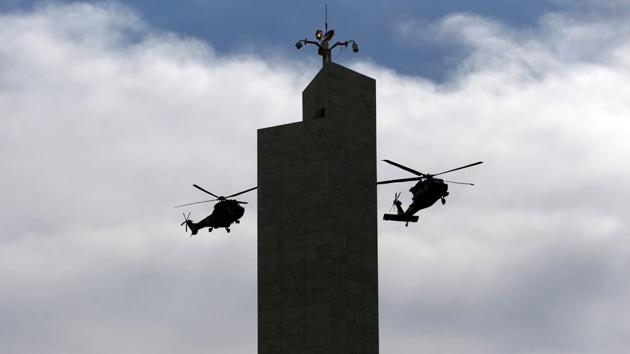 In a first ever visit by an Indian Prime Minister, PM Modi was escorted by Royal Jordanian choppers by the King and Israeli choppers on his way to Palestine. (Abbas Nomani / AFP) In a first ever visit by an Indian Prime Minister, PM Modi was escorted by Royal Jordanian choppers by the King and Israeli choppers on his way to Palestine. (Abbas Nomani / AFP)