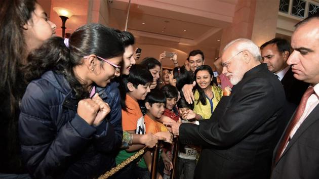 Prime Minister Modi is welcomed by members of the Indian community, in Amman, Jordan. Talks focused on coordination and consultation between the two countries in various fields, as the King highlighted the key role played by India in promoting security, stability and fighting terrorism. (PTI) Prime Minister Modi is welcomed by members of the Indian community, in Amman, Jordan. Talks focused on coordination and consultation between the two countries in various fields, as the King highlighted the key role played by India in promoting security, stability and fighting terrorism. (PTI)