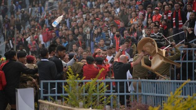 The I-League game between Aizawl FC and Mohun Bagan was marred by crowd trouble. (AIFF) The I-League game between Aizawl FC and Mohun Bagan was marred by crowd trouble. (AIFF)