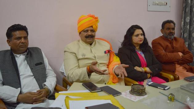 BJP legislator Kunwar Pranav Champion (in turban) recently in Haridwar.(HT PHOTO)
