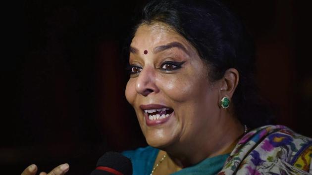 Congress leader Renuka Chowdhury during the Budget Session at Parliament House in New Delhi on February 7.(PTI File Photo)