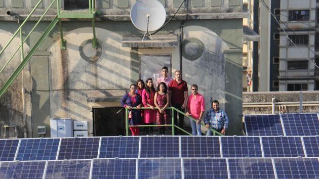 With solar panels, the society is expected to save Rs11.7 lakh per annum in electricity bills. (Pramod Thakur/ Hindustan Times)) With solar panels, the society is expected to save Rs11.7 lakh per annum in electricity bills. (Pramod Thakur/ Hindustan Times))