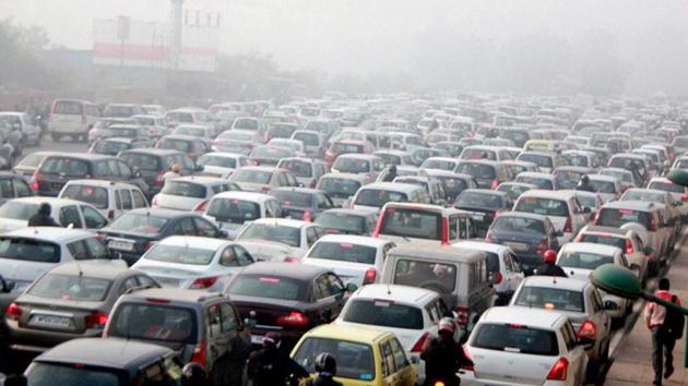 Vehicles stuck in a traffic jam at near Gurgaon. (PTI) Vehicles stuck in a traffic jam at near Gurgaon. (PTI)
