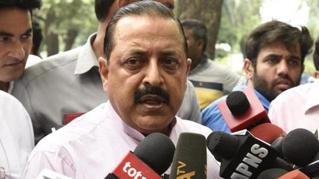 Jitendra Singh, MOS for the Ministry of Development of North Eastern Region, Prime Minister Office talk with media person after the high level meeting on Kashmir issue with a Prime Minister at 7RCR, in New Delhi, India. (Hindustan Times File Photo) Jitendra Singh, MOS for the Ministry of Development of North Eastern Region, Prime Minister Office talk with media person after the high level meeting on Kashmir issue with a Prime Minister at 7RCR, in New Delhi, India. (Hindustan Times File Photo)