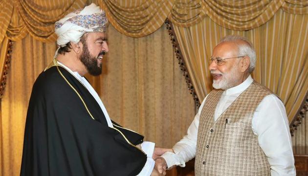 Prime Minister Narendra Modi shakes hands with Deputy Prime Minister of Oman, Sayyid Asa’ad bin Tariq Al Said in Muscat, Oman on Monday. (PTI) Prime Minister Narendra Modi shakes hands with Deputy Prime Minister of Oman, Sayyid Asa’ad bin Tariq Al Said in Muscat, Oman on Monday. (PTI)