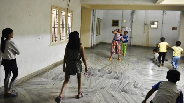 A game of badminton typically needs racquets, shuttlecock, a net and court. But for these kids in CV Raman Nagar, Bengaluru, the lack of a playground means they must play in the building’s lobby. In the Rajya Sabha, Tendulkar had argued about sports being an essential part of school curricula. (Arijit Sen / HT Photo) A game of badminton typically needs racquets, shuttlecock, a net and court. But for these kids in CV Raman Nagar, Bengaluru, the lack of a playground means they must play in the building’s lobby. In the Rajya Sabha, Tendulkar had argued about sports being an essential part of school curricula. (Arijit Sen / HT Photo)