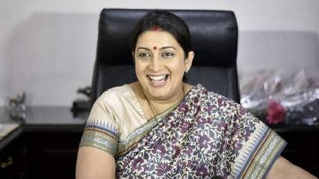 Union information & broadcasting minister Smriti Irani said no decision has been taken yet on launching a news channel focused on India for the international market.(Arun Sharma/HT File Photo)