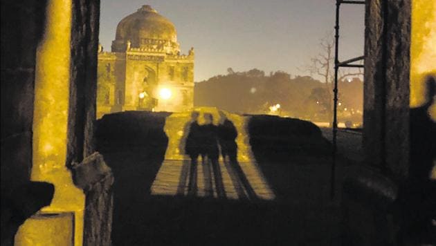 Shish Gumbad, just across the grass, is something special, thanks to clever lighting. (Mayank Austen Soofi / HT Photo) Shish Gumbad, just across the grass, is something special, thanks to clever lighting. (Mayank Austen Soofi / HT Photo)