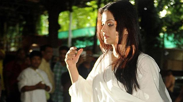 Aishwarya Rai Bachchan at a prayer meeting in Mumbai.