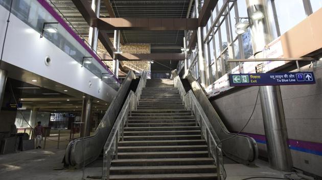 Construction work at the station is almost complete, officials said. (Burhaan Kinu/HT PHOTO) Construction work at the station is almost complete, officials said. (Burhaan Kinu/HT PHOTO)