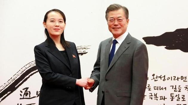 South Korean President Moon Jae-in shakes hands with Kim Yo Jong, the sister of North Korea's leader Kim Jong Un, in Seoul. (KCNA via Reuters File Photo) South Korean President Moon Jae-in shakes hands with Kim Yo Jong, the sister of North Korea's leader Kim Jong Un, in Seoul. (KCNA via Reuters File Photo)