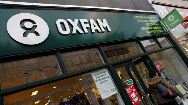 A sign is seen above a branch of Oxfam, in London, on February 12, 2018. (Reuters) A sign is seen above a branch of Oxfam, in London, on February 12, 2018. (Reuters)