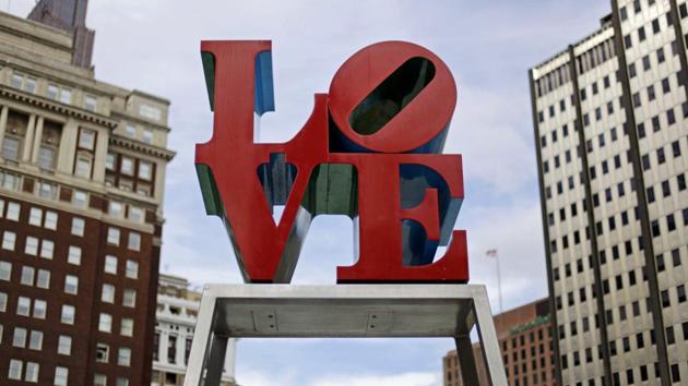 Artist Robert Indiana's LOVE sculpture in John F. Kennedy Plaza, also known as Love Park, in Philadelphia. (AP)