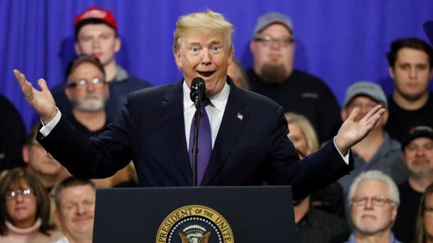 US President Donald Trump delivers a speech in Blue Ash outside Cincinnati, Ohio. (REUTERS) US President Donald Trump delivers a speech in Blue Ash outside Cincinnati, Ohio. (REUTERS)