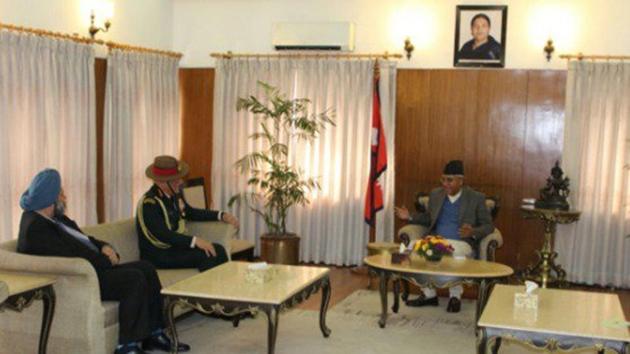 Army chief General Bipin Rawat interacting with Nepal Prime Minister Sher Bahadur Deuba in Kathmandu on Wednesday. (Indian Army/Twitter) Army chief General Bipin Rawat interacting with Nepal Prime Minister Sher Bahadur Deuba in Kathmandu on Wednesday. (Indian Army/Twitter)