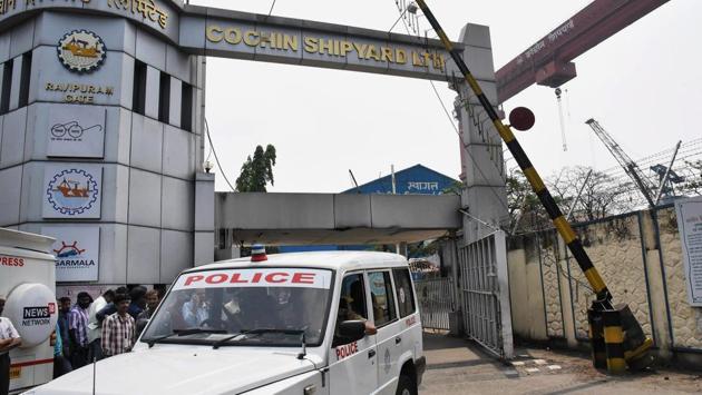 The Centre on Wednesday sought a report from the Cochin Shipyard Limited on the explosion and fire on an under-repair ONGC drill ship, which claimed five lives. Minister of State for Shipping Pon Radhakrishnan visited the shipyard and took stock of the situation on board “Sagar Bhushan,” a day after the ONGC ship was hit by the explosion. (PTI) 