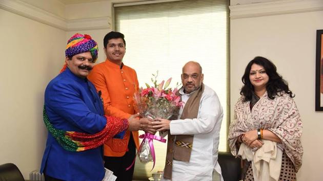 Kunwar Pranav Singh 'Champion' with national BJP president Amit Shah in New Delhi. (Source: Facebook) Kunwar Pranav Singh 'Champion' with national BJP president Amit Shah in New Delhi. (Source: Facebook)