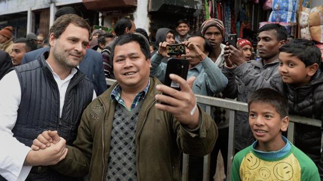 Congress president Rahul Gandhi clicks a selfie with a supporter during a visit to Jowai in Meghalaya last month. The state goes to polls on February 27. (PTI File Photo) Congress president Rahul Gandhi clicks a selfie with a supporter during a visit to Jowai in Meghalaya last month. The state goes to polls on February 27. (PTI File Photo)