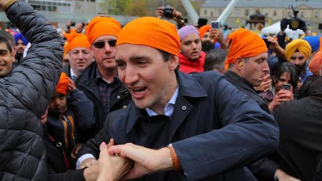 PM Justin Trudeau attends Khalsa Day celebrations in Toronto, Canada, in May last year.(Reuters file)