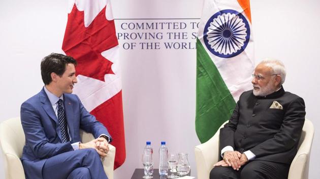 Prime Minister Narendra Modi with Canadian Prime Minister Justin Trudeau, Davos, Switzerland, January 23, 2018(AP)