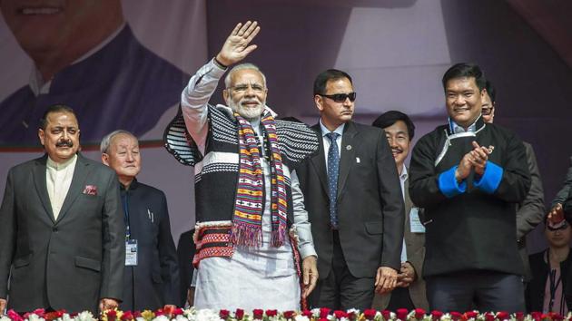 Prime Minister Narendra Modi at Itanagar in Arunachal Pradesh on Thursday. (PTI Photo) Prime Minister Narendra Modi at Itanagar in Arunachal Pradesh on Thursday. (PTI Photo)