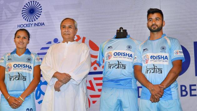 Odisha Chief Minister Naveen Patnaik with the skippers of the Indian men's and women's hockey teams, Rani Rampal and Manpreet Singh, at a function in New Delhi on Thursday. The Odisha government has announced that it will sponsor the Indian hockey teams -- both men and women -- for the next five years, in a first for any Indian state. (PTI) Odisha Chief Minister Naveen Patnaik with the skippers of the Indian men's and women's hockey teams, Rani Rampal and Manpreet Singh, at a function in New Delhi on Thursday. The Odisha government has announced that it will sponsor the Indian hockey teams -- both men and women -- for the next five years, in a first for any Indian state. (PTI)