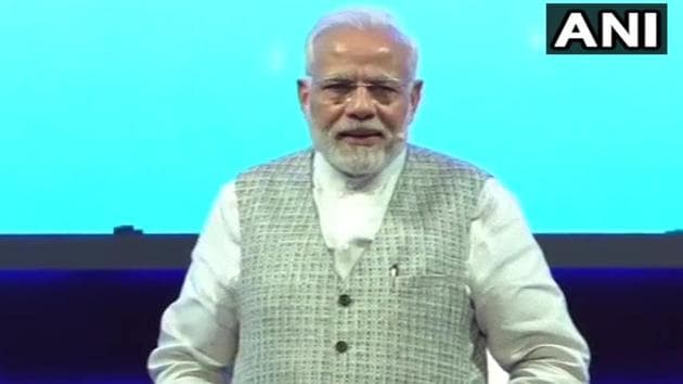 PM Narendra Modi interacts with students during ‘Pariksha Par Charcha’ at Talkatora stadium in Delhi.(ANI Photo)