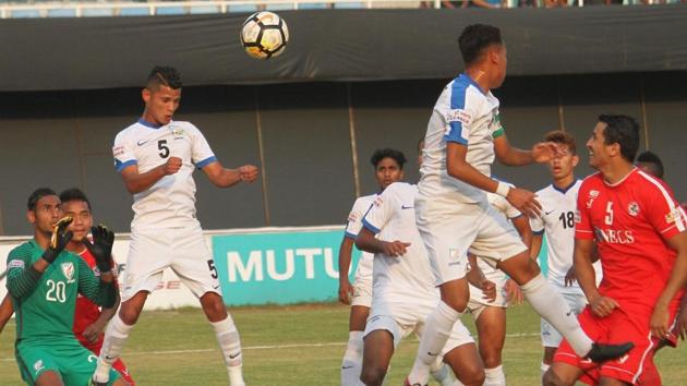 Indian Arrows held defending champions Aizawl FC to a 2-2 draw in an I-League encounter in Goa today. (AIFF) Indian Arrows held defending champions Aizawl FC to a 2-2 draw in an I-League encounter in Goa today. (AIFF)