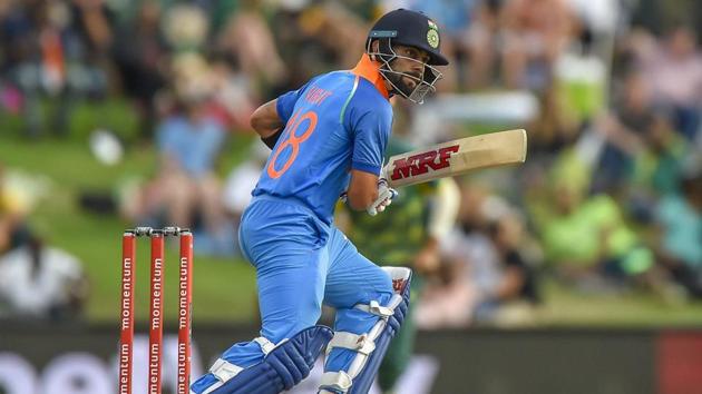 Indian batsman captain Virat Kohli in action during the sixth ODI cricket match between South Africa and India in Centurion, South Africa on Friday.(AP)