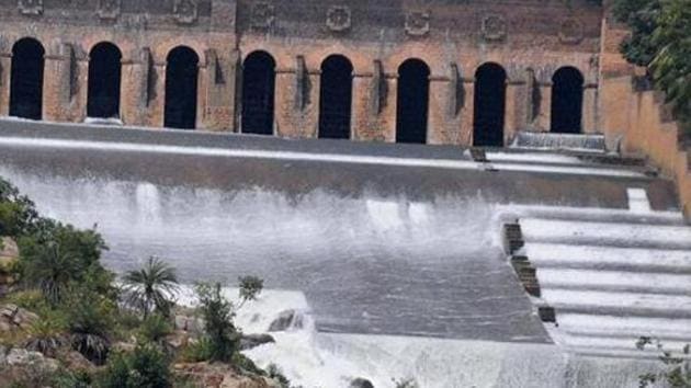 A view of the Krishnarajasagar Dam in Mysuru on Tuesday. The Supreme Court has directed Karnataka to release Cauvery water to Tamil Nadu. (PTI File Photo) A view of the Krishnarajasagar Dam in Mysuru on Tuesday. The Supreme Court has directed Karnataka to release Cauvery water to Tamil Nadu. (PTI File Photo)