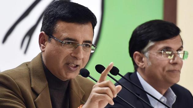 Congress spokesperson Randeep Singh Surjewala addresses a press conference in New Delhi on Friday. (PTI Photo) Congress spokesperson Randeep Singh Surjewala addresses a press conference in New Delhi on Friday. (PTI Photo)